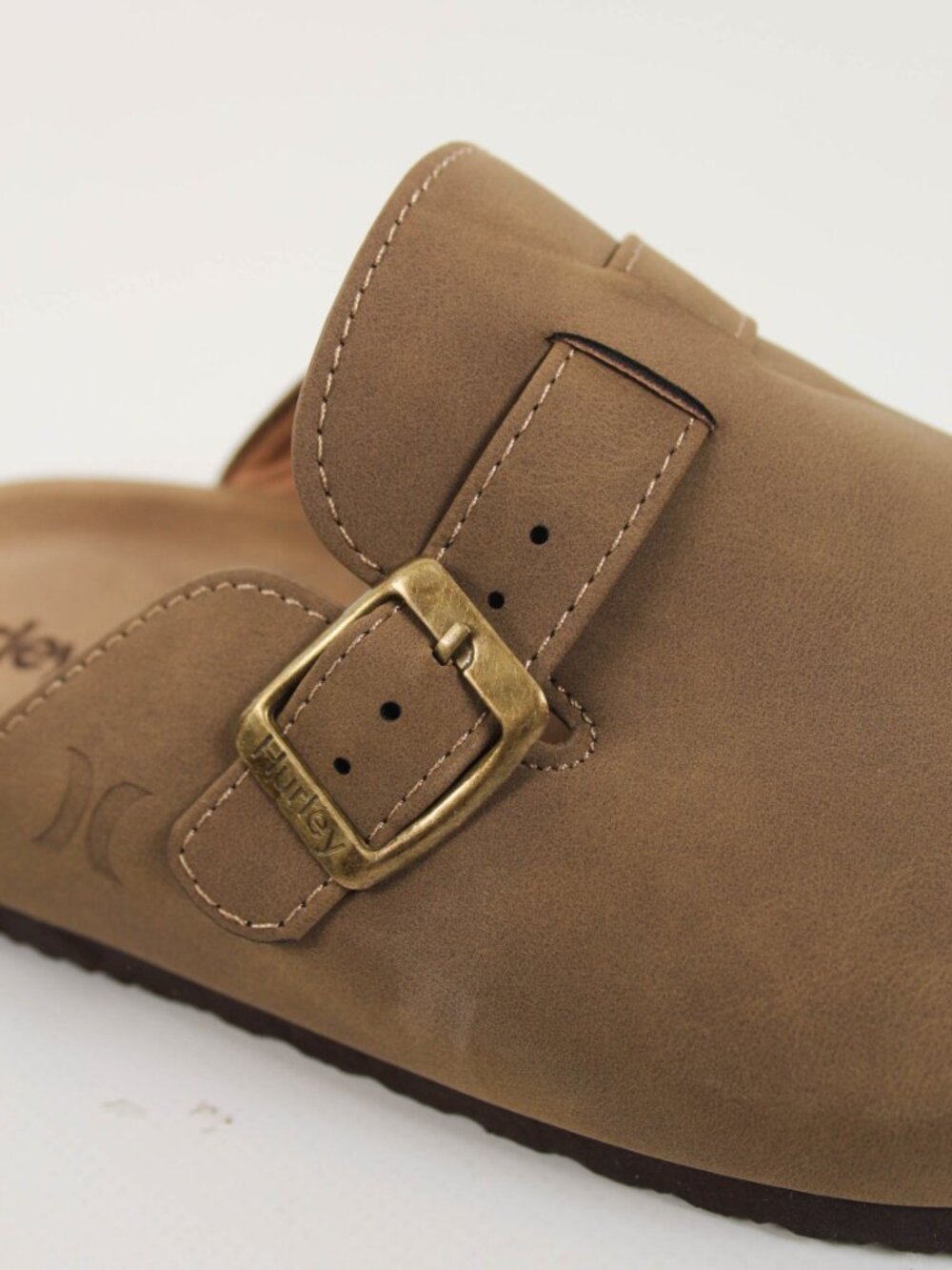 Hurley Tan Faux Suede Buckle Clogs Kids Size 2 - Picture 4 of 5